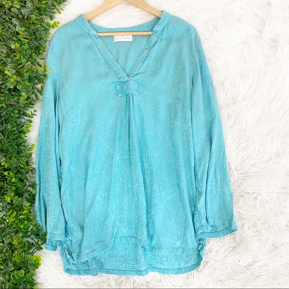 Soft Surroundings Tops - Soft Surroundings Tencel Blue Floral Top